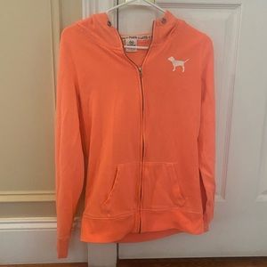 💖love pink neon orange zip up hoodie
